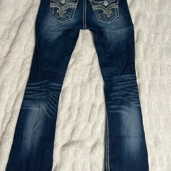 Rock Revival Dark Blue Denim with White Stitching - Picture 3 of 6